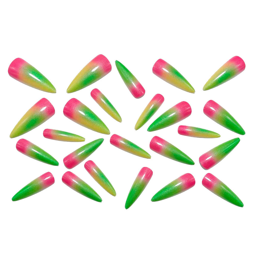 Creative acrylic nails with neon ombre color transition Bowlift