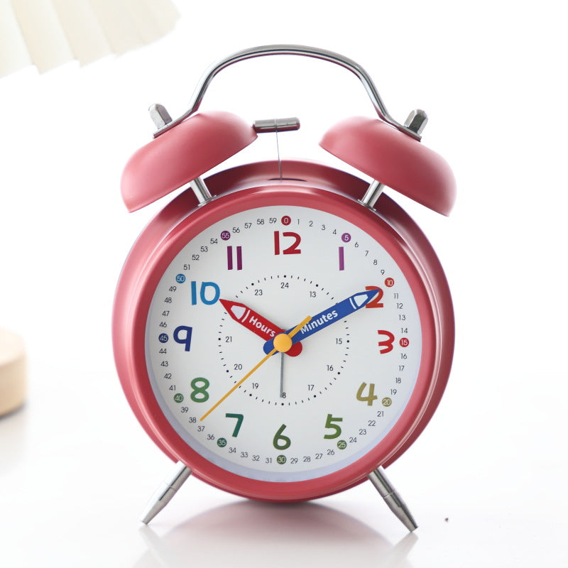 Learning clock with double bell mechanism Bowlift