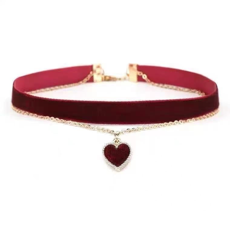 Velvet Heart Charm Choker Bowlift