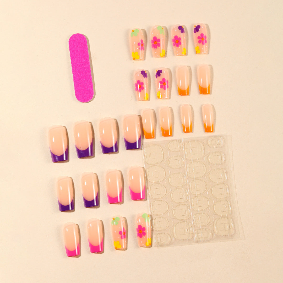 Vibrant Floral Nail Art Extensions Bowlift