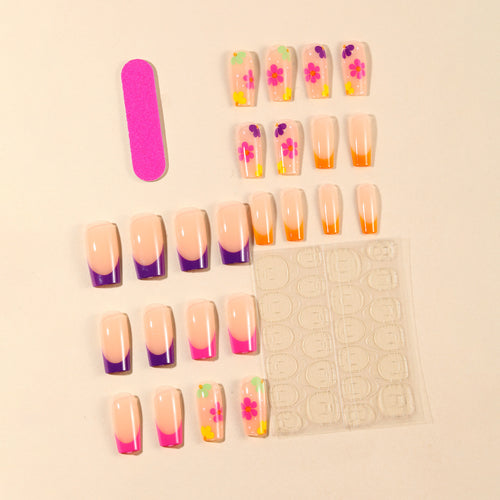 Vibrant Floral Nail Art Extensions Bowlift