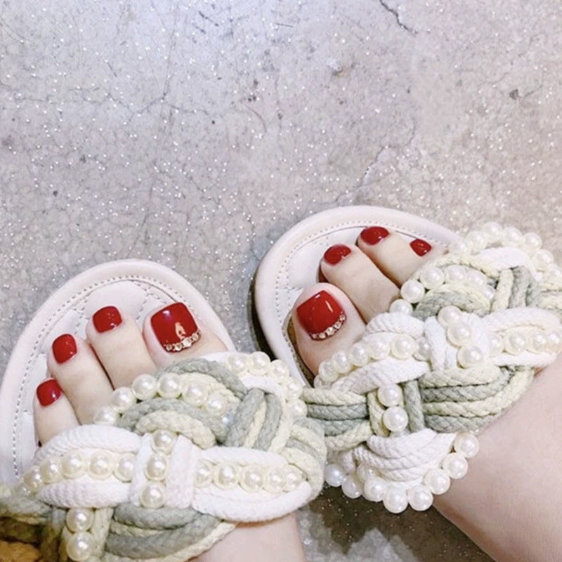 Premium Rhinestone-Embellished Press-On Toenail Set Bowlift