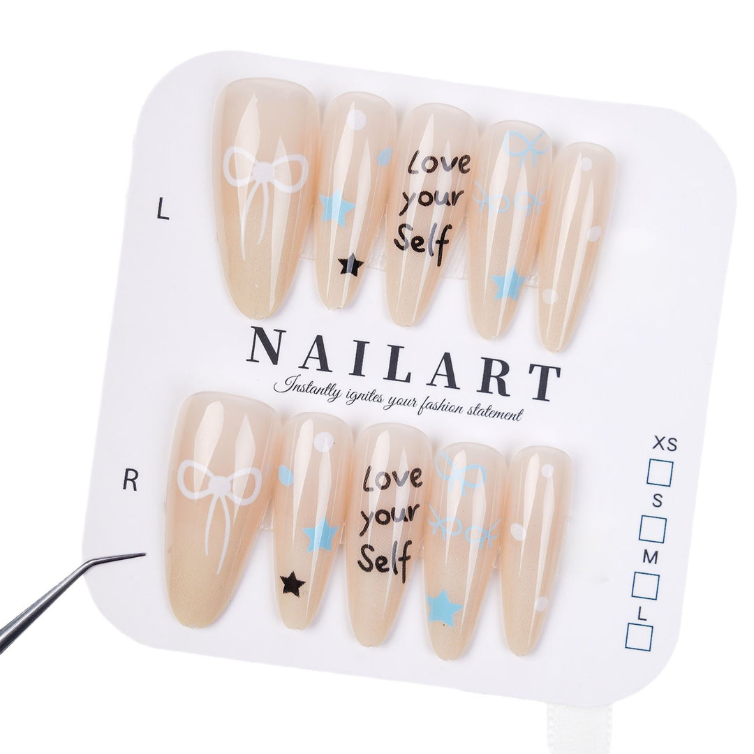 Decorative Press-On Nail Set with Whimsical Patterns Bowlift