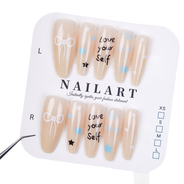 Decorative Press-On Nail Set with Whimsical Patterns Bowlift