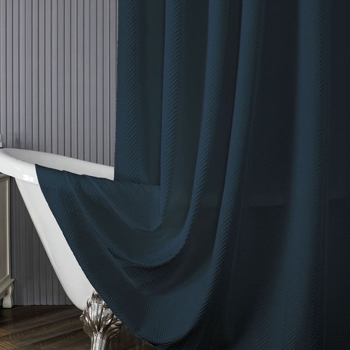 Textured Leaf Motif Shower Curtain Bowlift