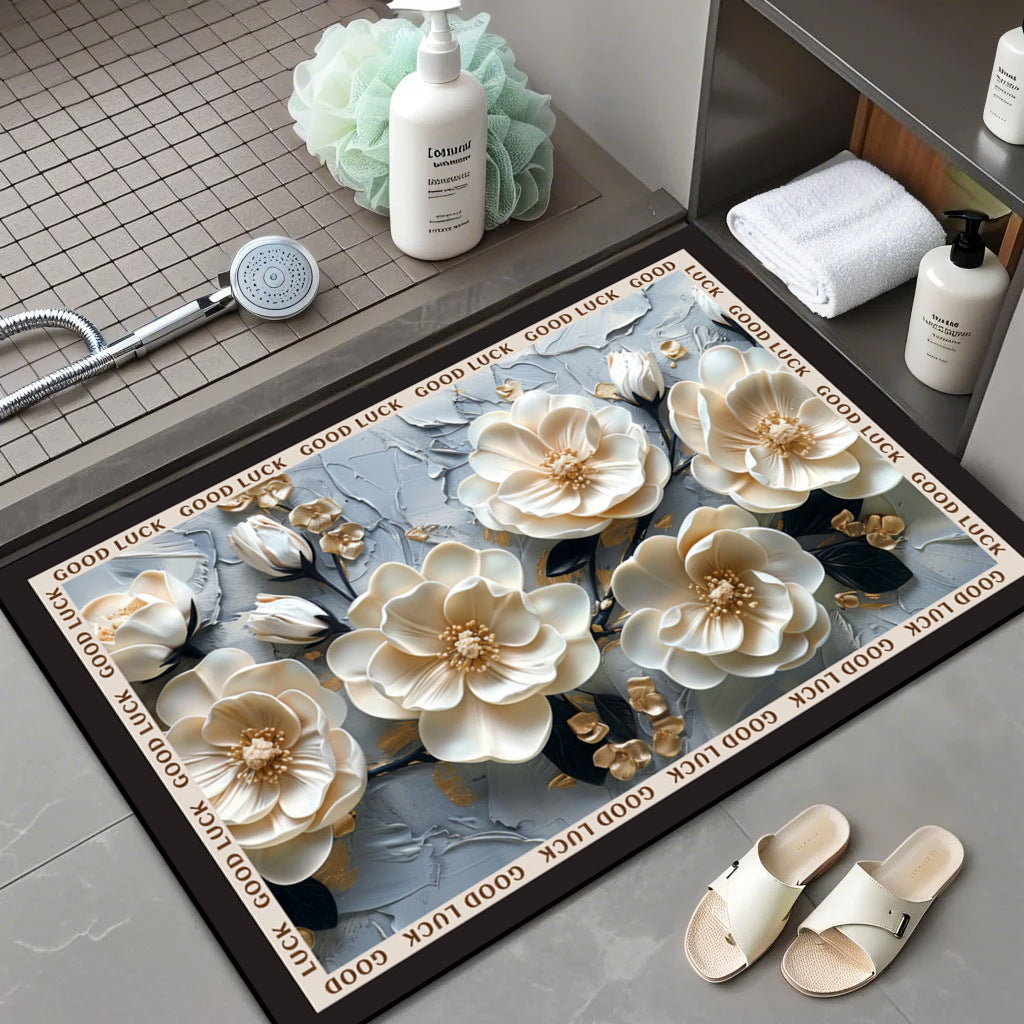 Floral Patterned Bath Mat Bowlift