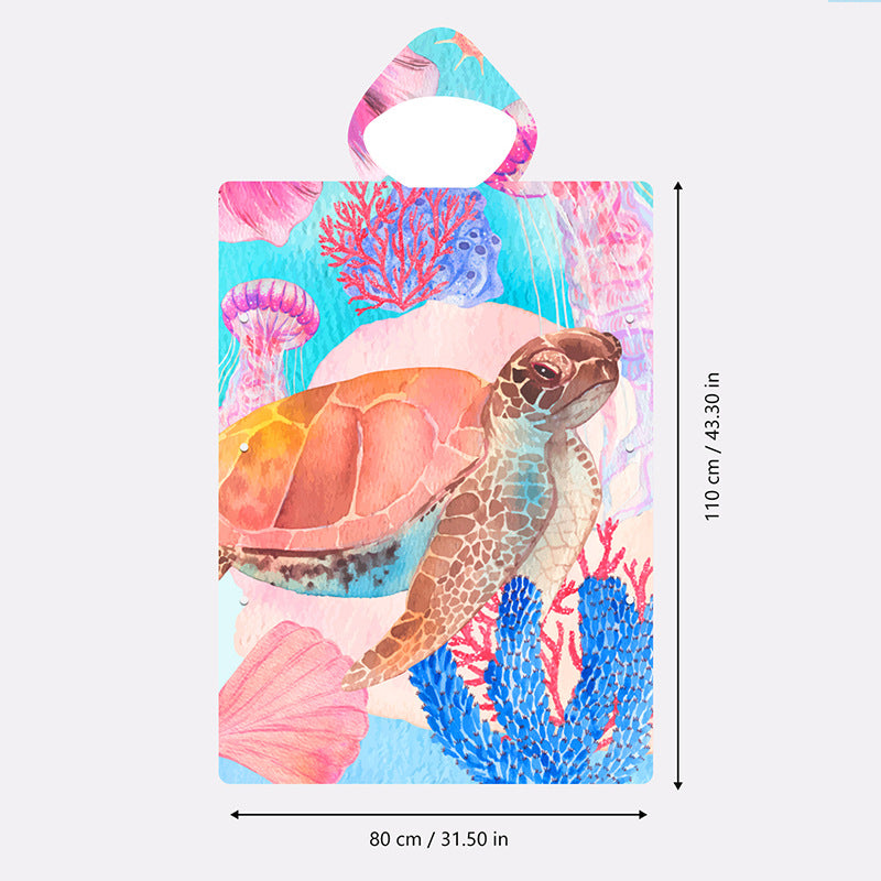 Bath towel with colorful sea turtle design Bowlift