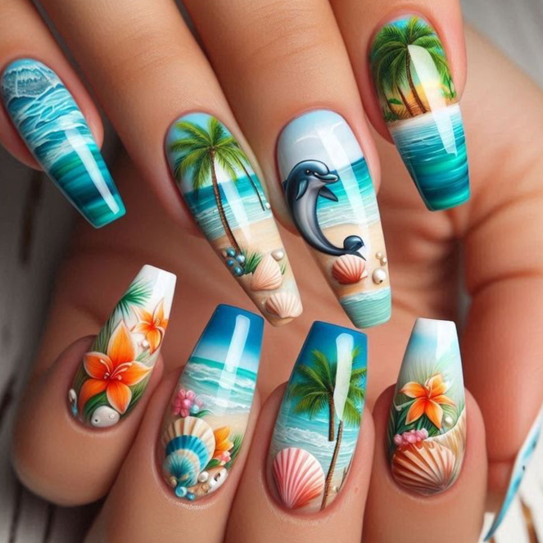 Ocean-Inspired 3D Nail Art Extensions Bowlift