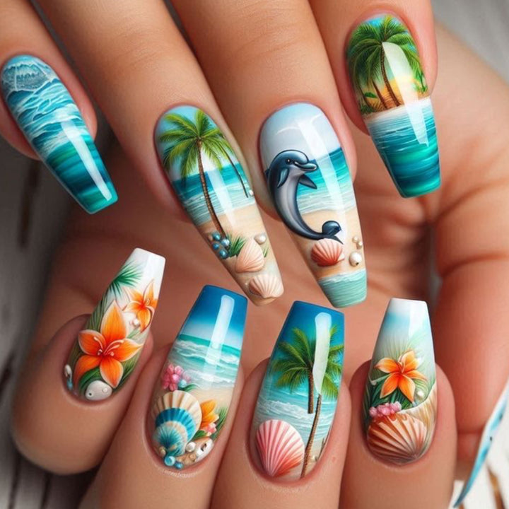 Ocean-Inspired 3D Nail Art Extensions Bowlift
