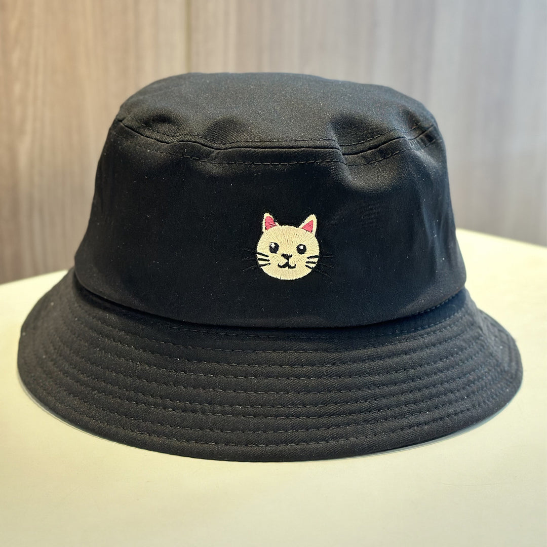 Fun Embroidered Cat Bucket Hat
