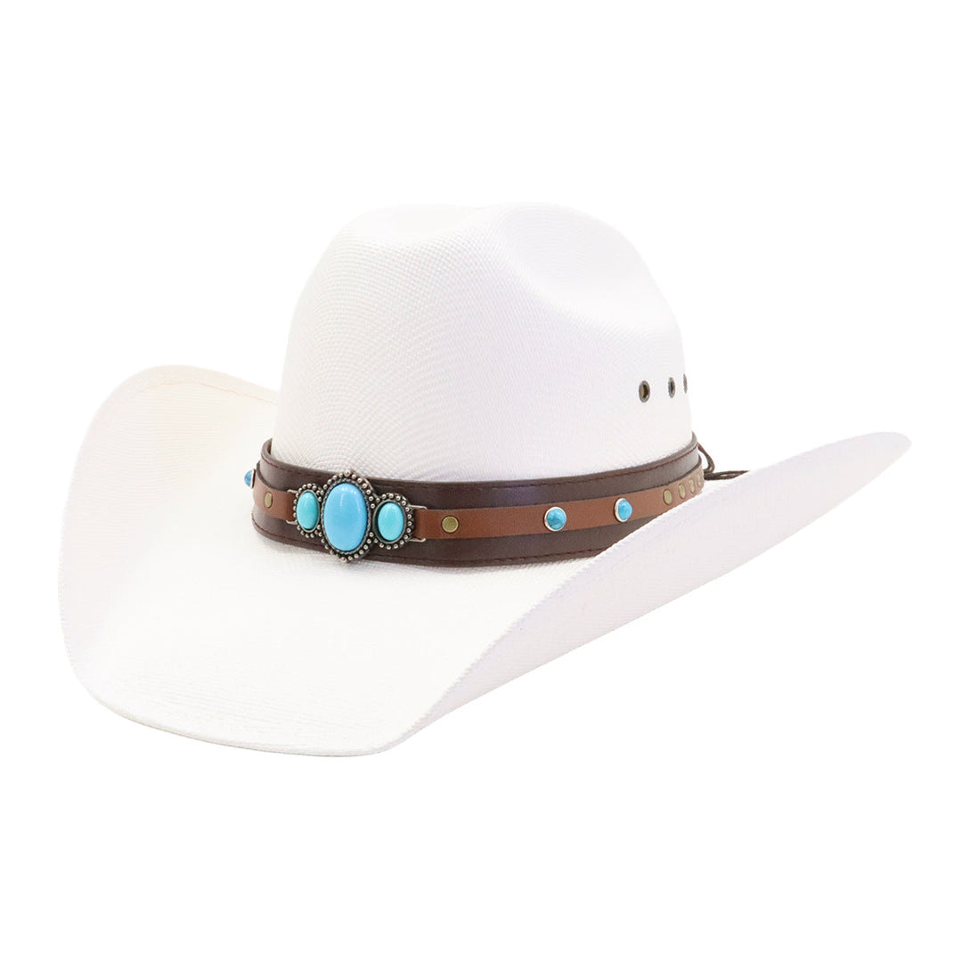 Turquoise Straw Western Hat | Bowlift