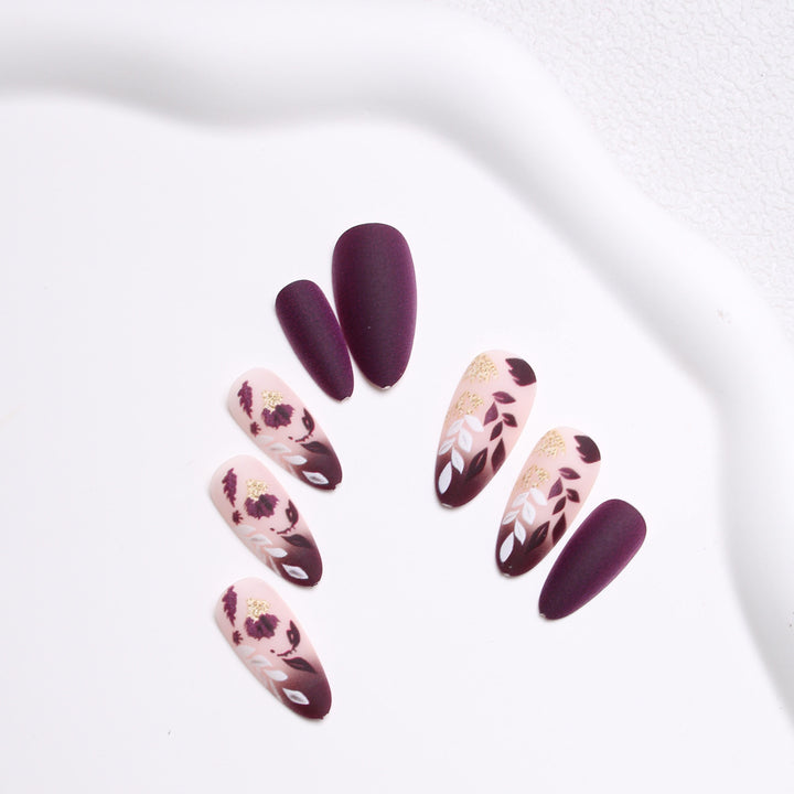 Elegant Floral Press-On Nail Set Bowlift