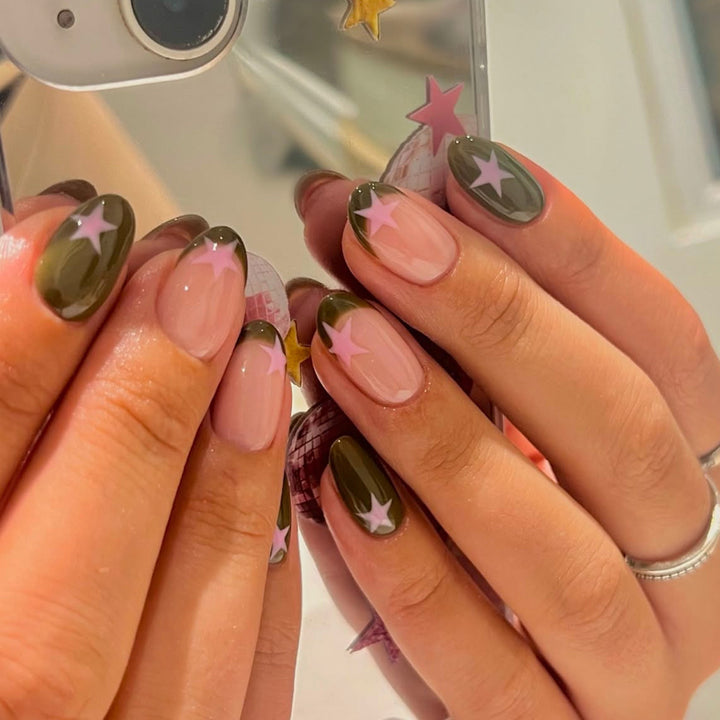 Star-Accented Creative Press-On Nail Set Bowlift