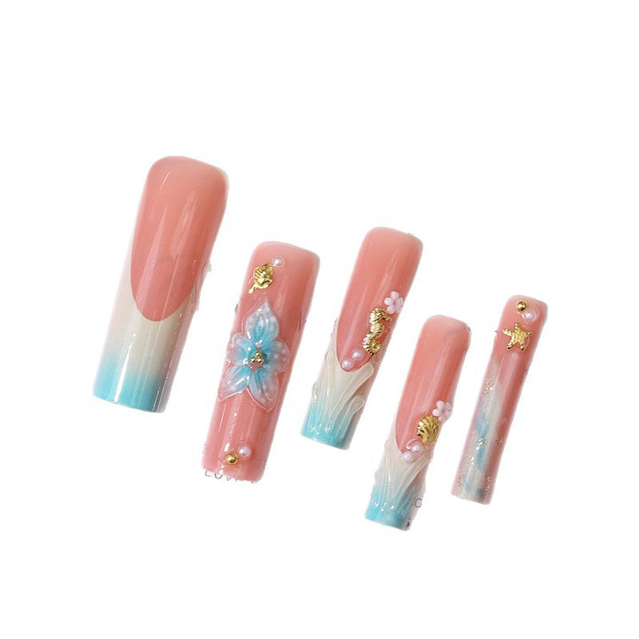 Floral Decorative Press-On Nail Set Bowlift