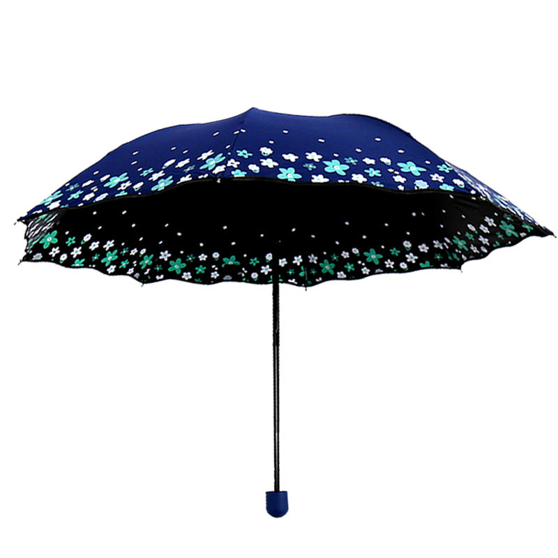 Women's Folding Umbrella with Detailed Floral Design Bowlift