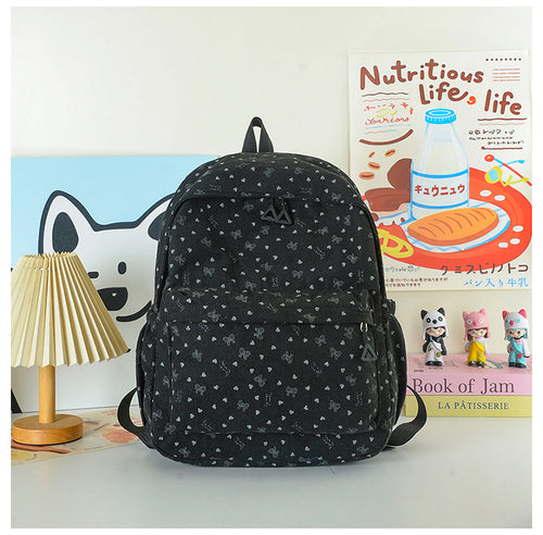 Stylish Heart-Print Casual Backpack