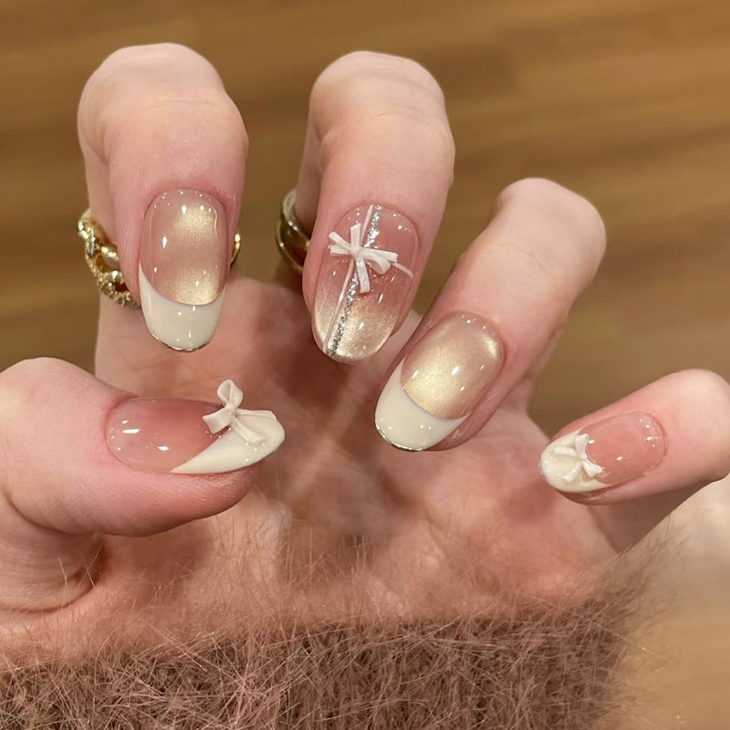 Premium Artistic Long Stiletto Nail Tips with Intricate Embellishments Bowlift