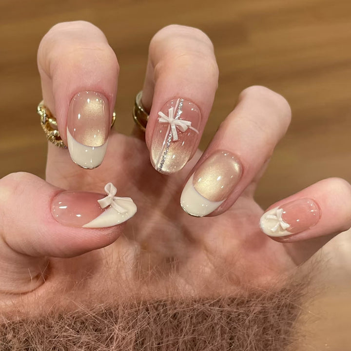 Premium Artistic Long Stiletto Nail Tips with Intricate Embellishments Bowlift