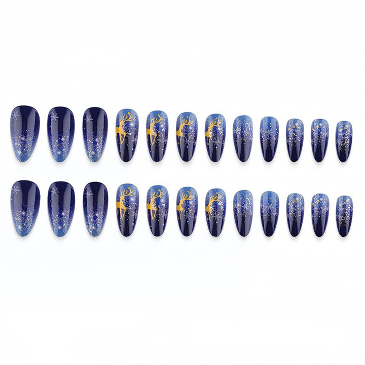 Artificial Nails in Elegant Winter Design with Sparkling Accents Bowlift