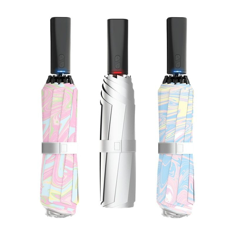 Women's automatic folding umbrella with marbled design Bowlift