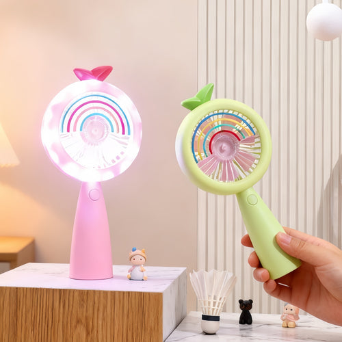 Women's Portable Mini Fan with LED Lighting and Innovative Display Function Bowlift
