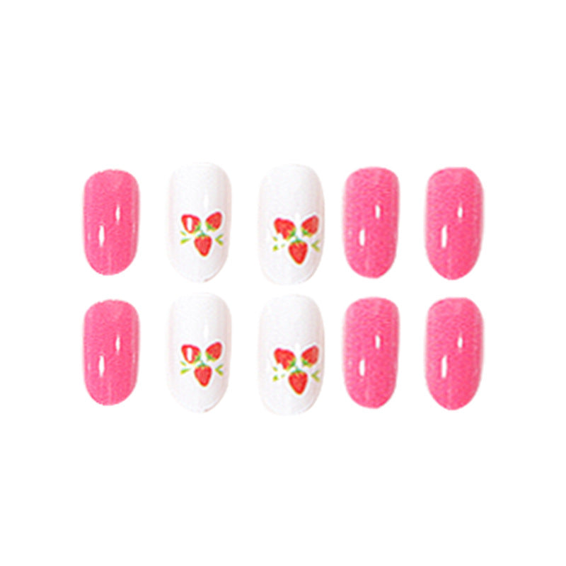 Strawberry-Themed Press-On Nail Art Set Bowlift