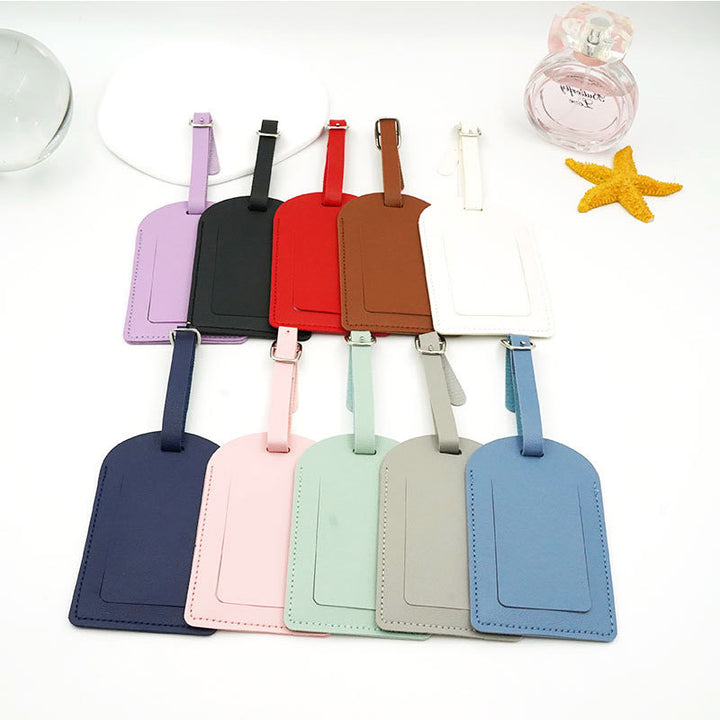 Leather Luggage Tag with Adjustable Buckle and Hidden ID Card Pocket Bowlift