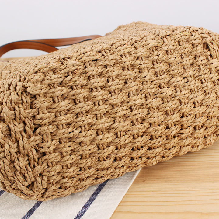 Handbag Made of Natural Wicker with Leather Handles Bowlift