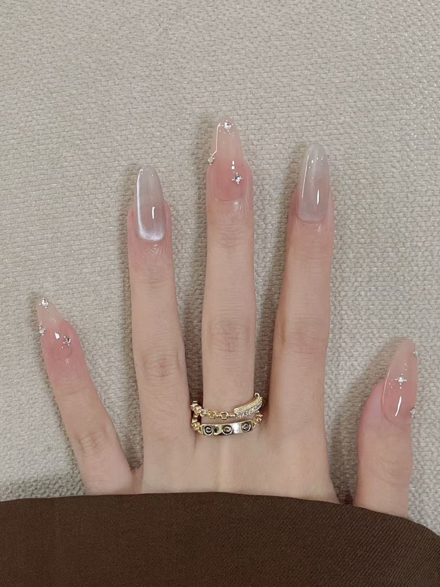 Decorative Press-On Nail Set with Subtle Glitter Accents Bowlift