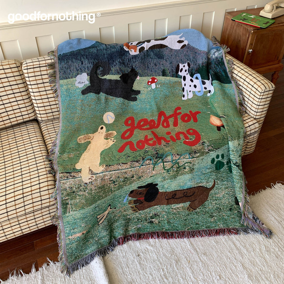 Artistic Pet-Themed Woven Throw Blanket