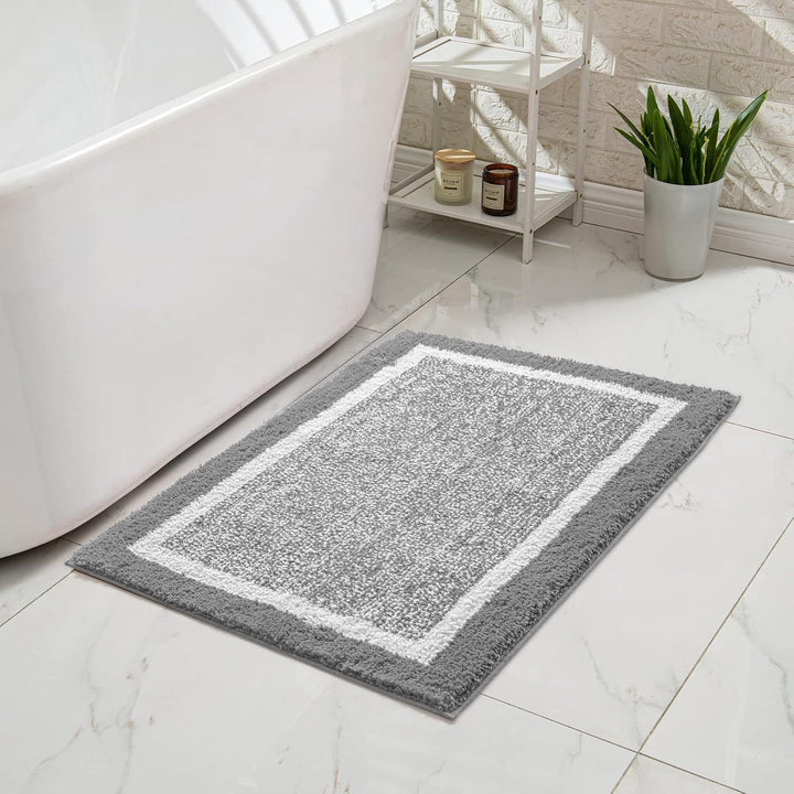 Plush Memory-Foam Non-Slip Checkerboard Bath Rug Bowlift