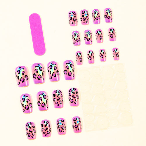 Artistic Leopard Print Gel Nail Extensions Bowlift