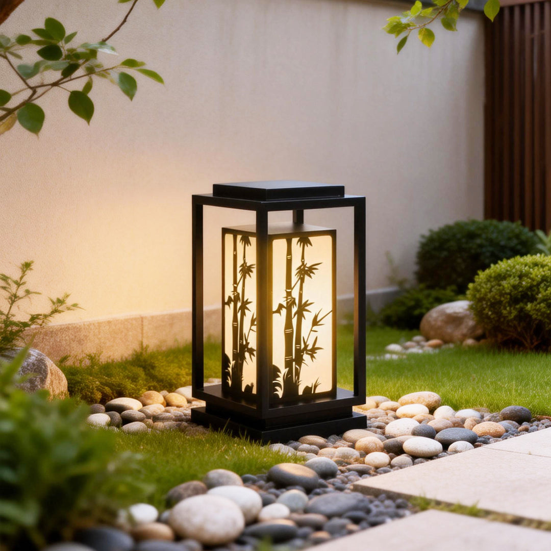 Japanese-Inspired LED Outdoor Lantern With Wooden Frame Bowlift