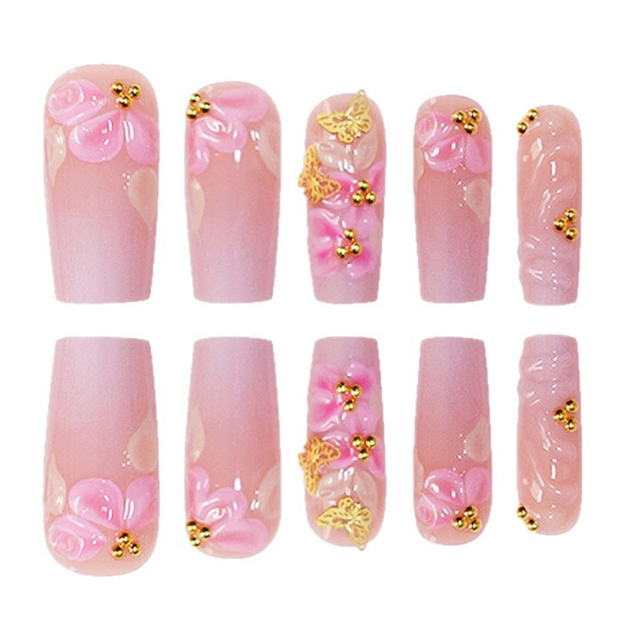 Floral Art Acrylic Press-On Nails Set Bowlift