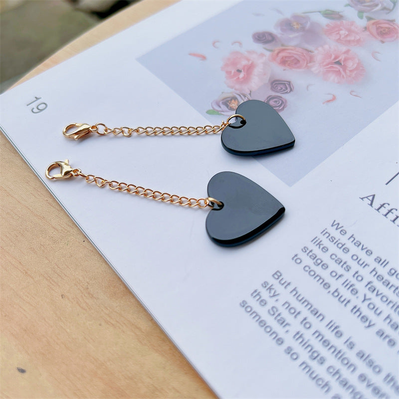 Heart-Shaped Dangle Earrings with Golden Chain Bowlift