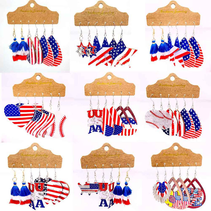Women’s American-inspired earring set made of lightweight wood and acrylic with drop and letter charms Bowlift