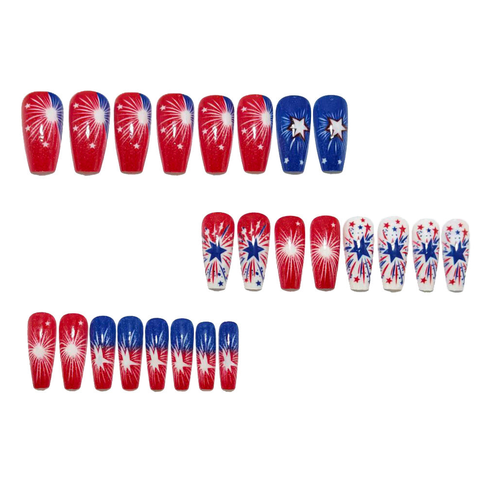 Women's nan patriotic fireworks press-on nail set Bowlift