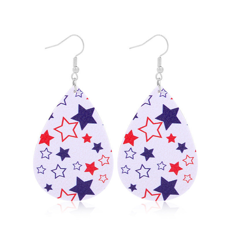 Women's lightweight drop earrings with stars-and-stripes design made of vegan leather Bowlift