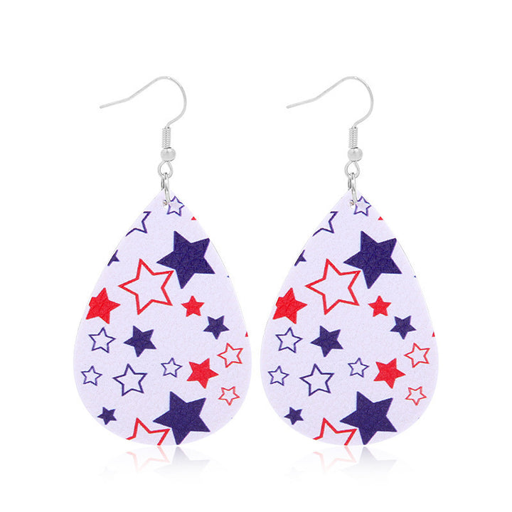 Women's lightweight drop earrings with stars-and-stripes design made of vegan leather Bowlift