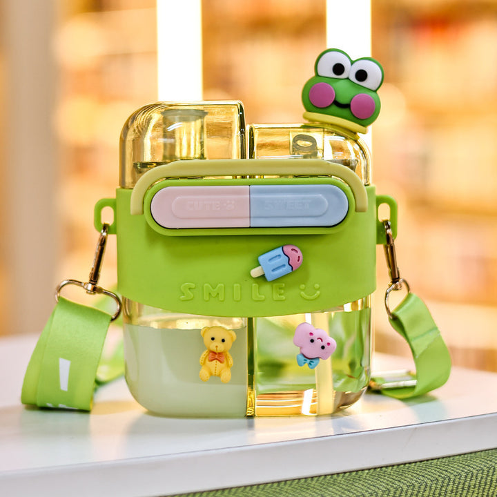 Women's water bottle with interactive design and practical shoulder carrying function Bowlift