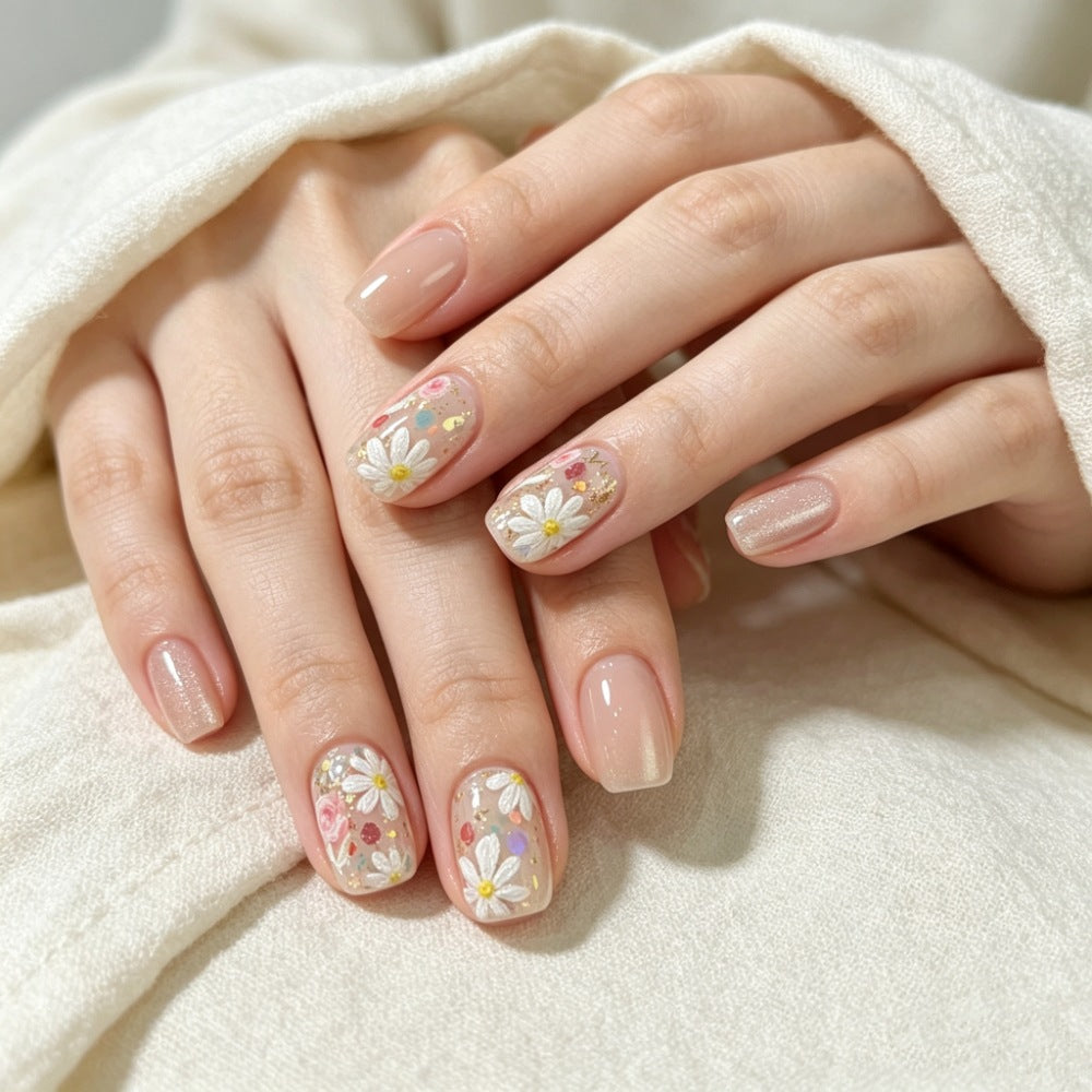 Floral Press-On Nail Set Bowlift