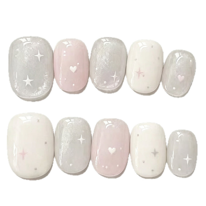 Dreamy Hearts and Stars Press-On Nail Art Set Bowlift