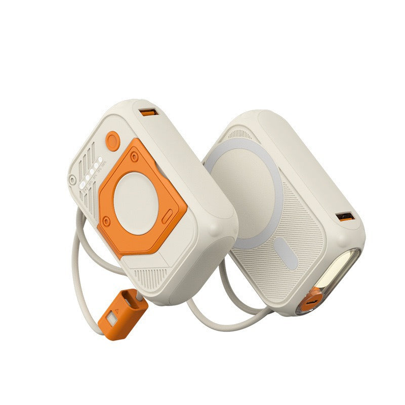 Multifunctional power bank with LED light and integrated charging cable Bowlift