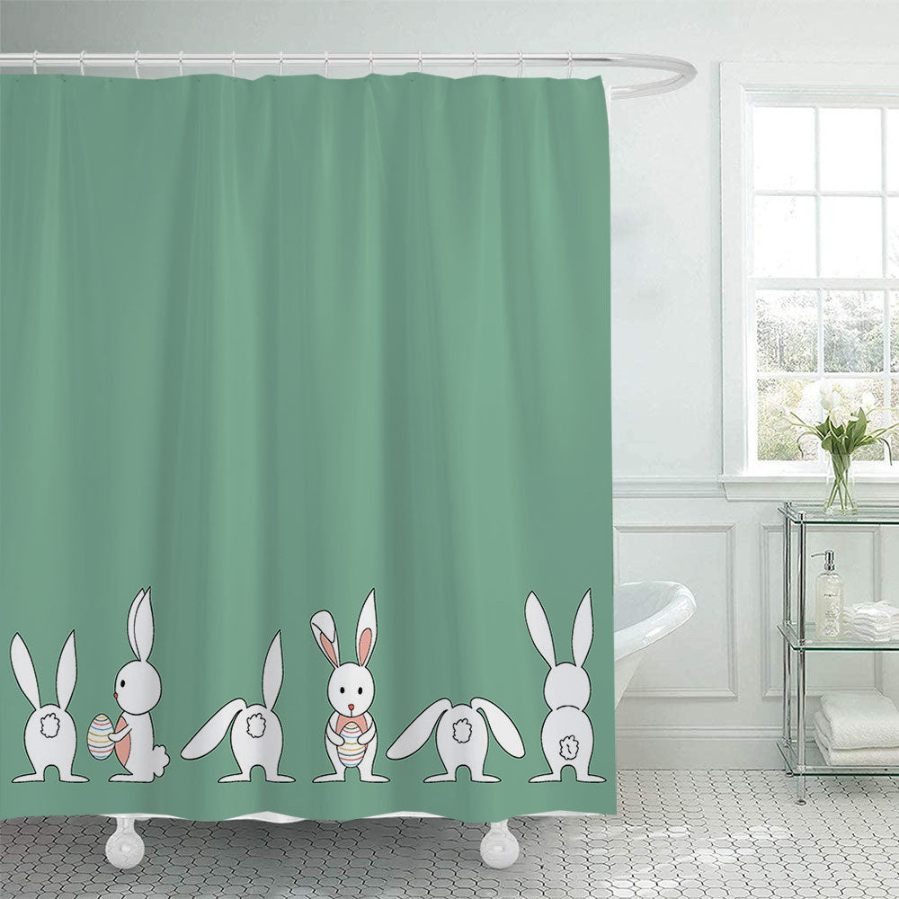 Whimsical Bunny Print Shower Curtain Bowlift