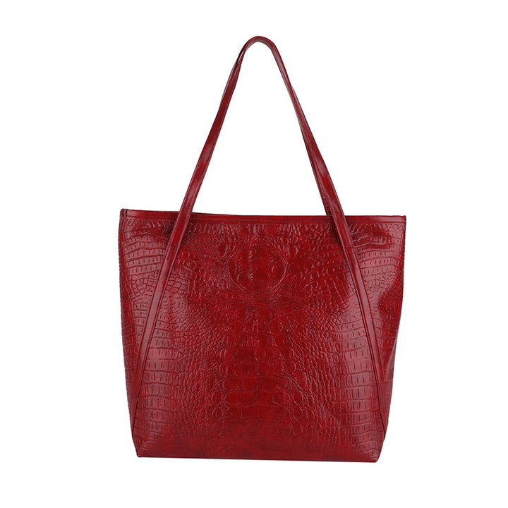 Crocodile-Embossed Leather Tote Bag Bowlift