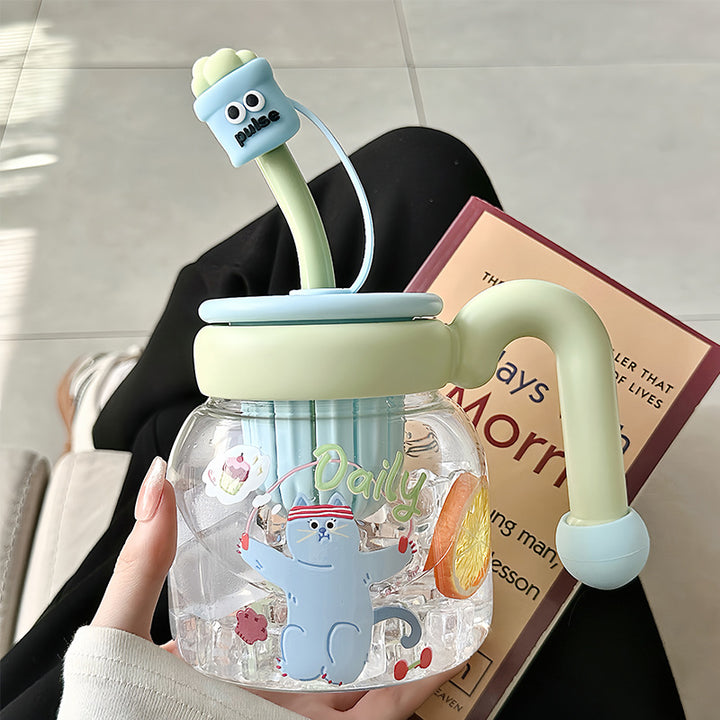 Women’s creative drinking bottle with integrated silicone straw Bowlift