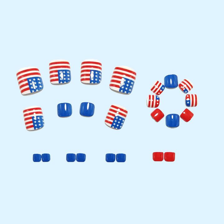 Patriotic style artificial nails with flag motifs Bowlift