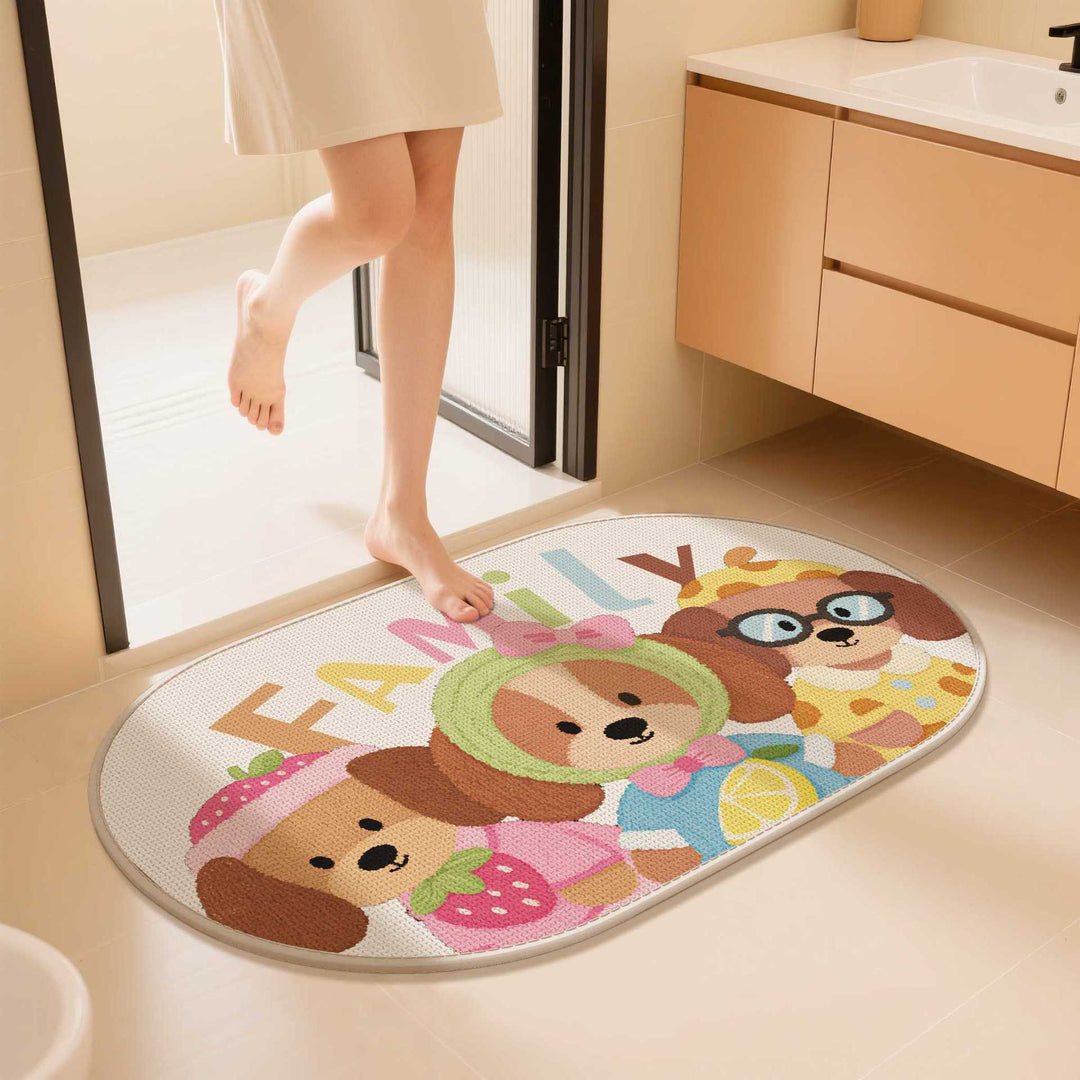 Cute Cartoon Dog-Themed Bath Mat Bowlift
