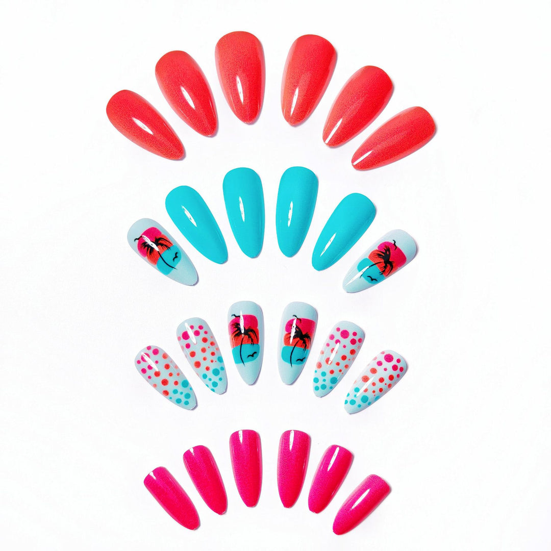 Artificial nails with Lively Tropical motif Bowlift