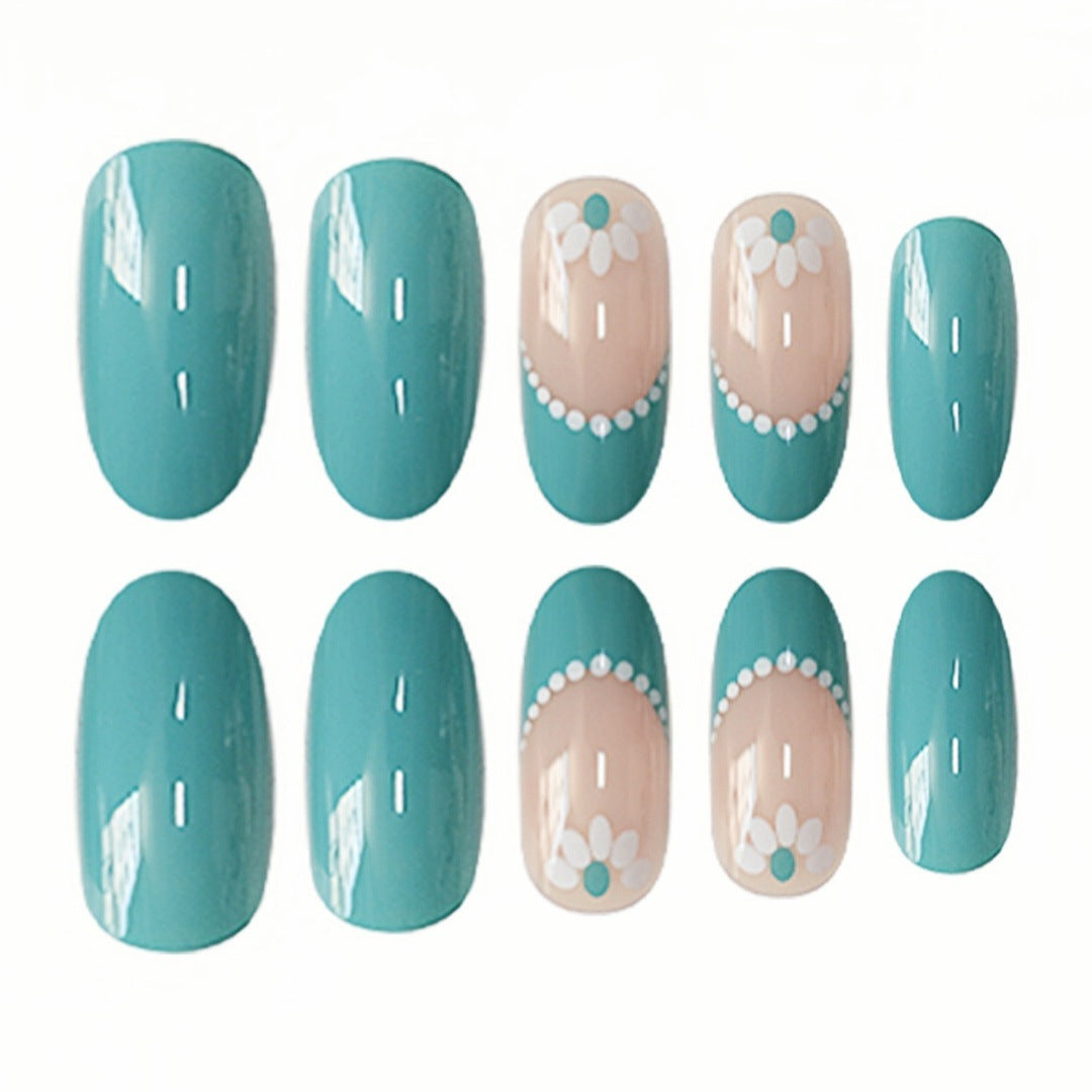 Decorative Floral Gel Press-On Nails Bowlift